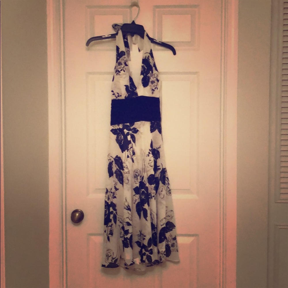 Black and white halter dress